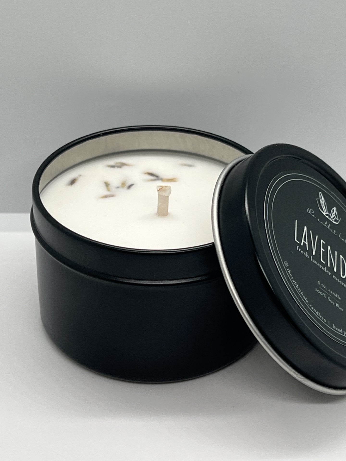 Lavender 4oz. Soy Wax Essential Oil Black Tin