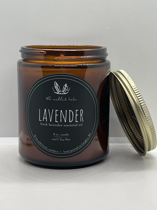 Lavender | 8 oz. Soy Wax Essential Oil Amber Jar