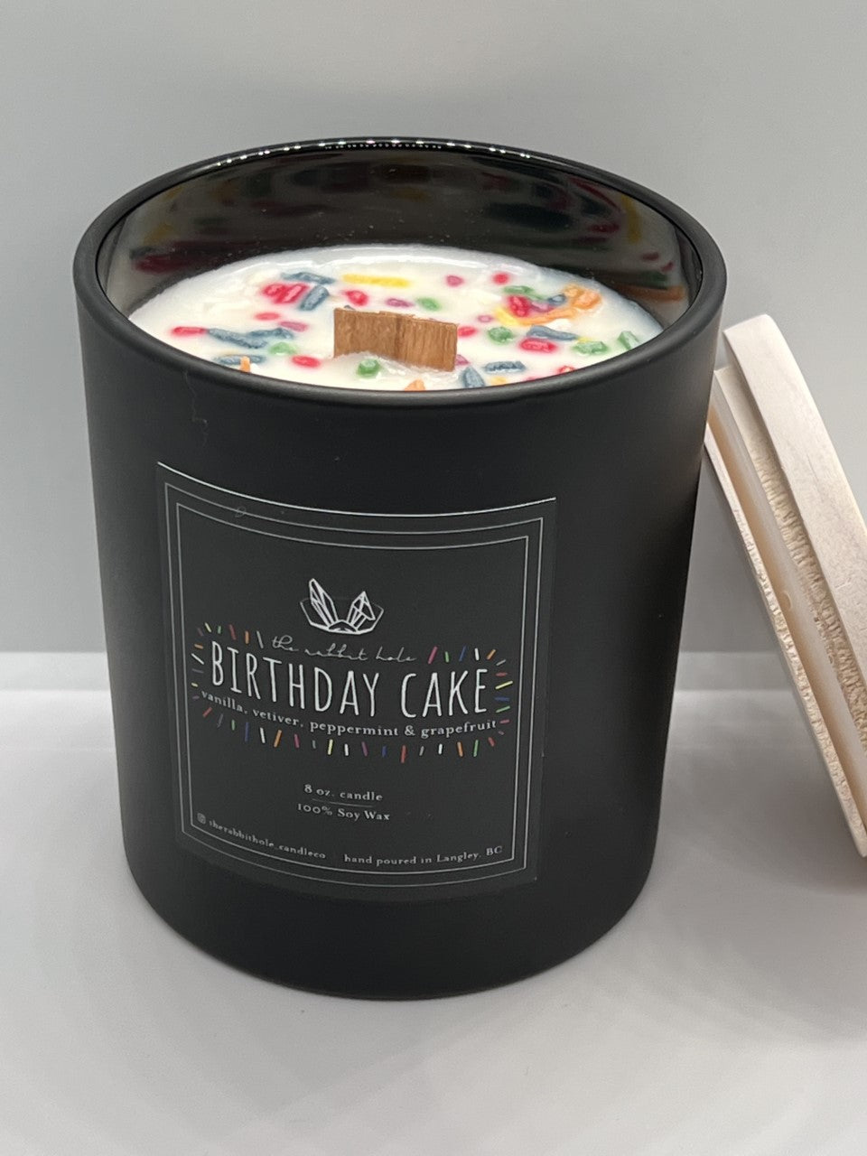 Birthday Cake| 8 oz. Soy Wax Essential Oil Wood Wick Lux Vessel