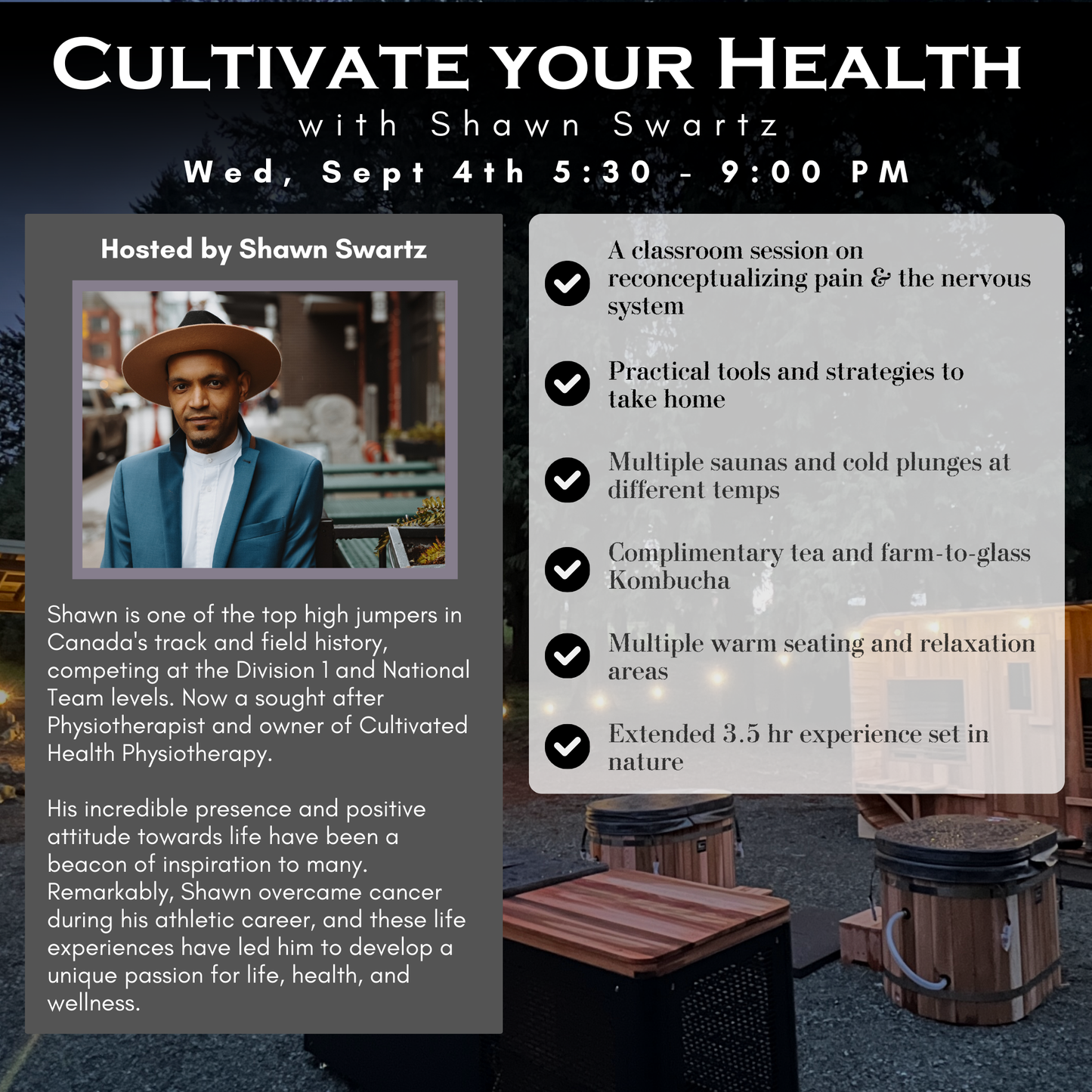 Sept 4th | Special Event | Cultivate Your Health with Shawn Swartz