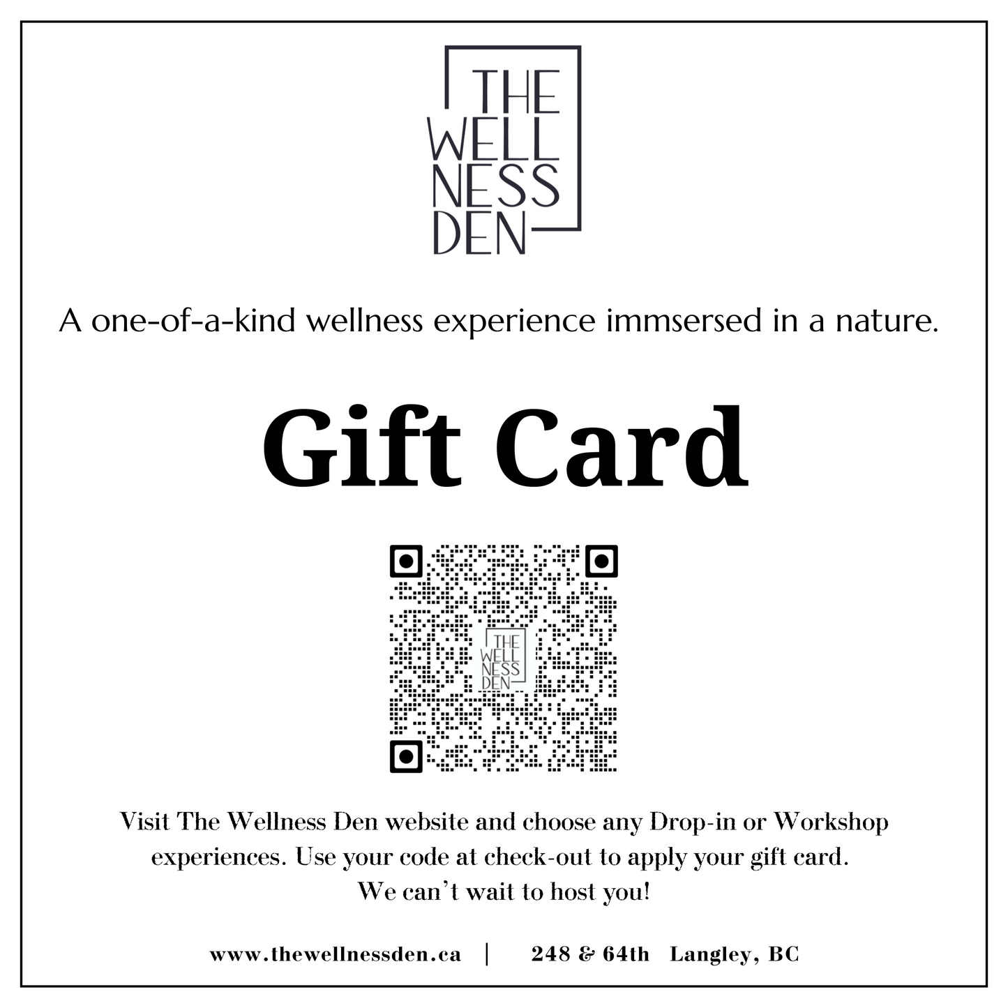 The Wellness Den | Gift Cards | Sauna, Cold Plunge & Meditation Experiences in Langley, BC