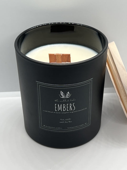 Embers | 8 oz. Soy Wax Essential Oil Wood Wick Lux Vessel