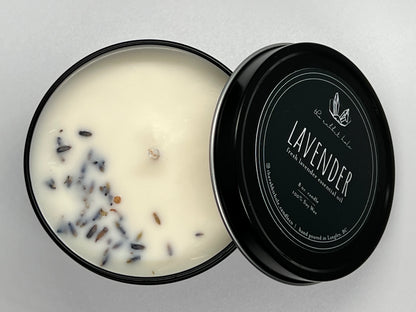 Lavender | 8 oz. Soy Wax Essential Oil Black Tin