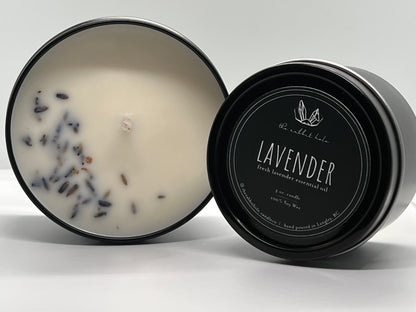Lavender | 8 oz. Soy Wax Essential Oil Black Tin