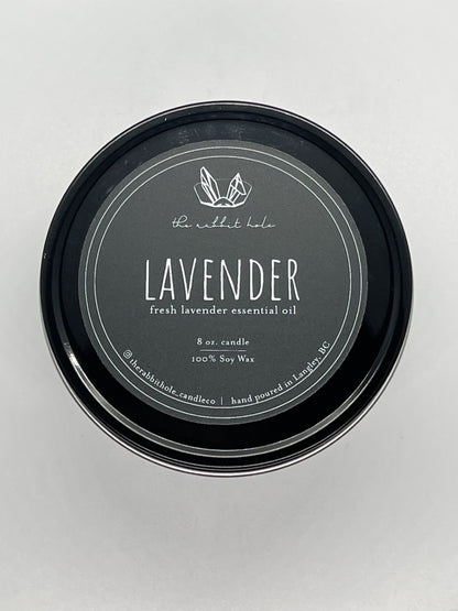 Lavender | 8 oz. Soy Wax Essential Oil Black Tin