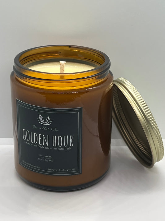 Golden Hour 8 oz. Soy Wax Essential Oil Amber Jar