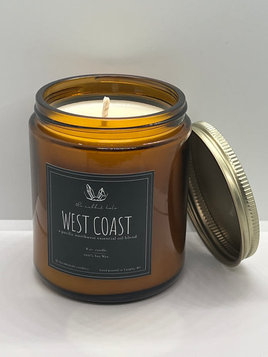 West Coast 8 oz. Soy Wax Essential Oil Amber Jar