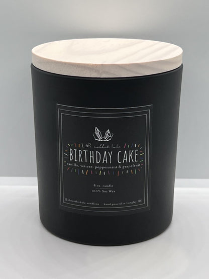 Birthday Cake| 8 oz. Soy Wax Essential Oil Wood Wick Lux Vessel