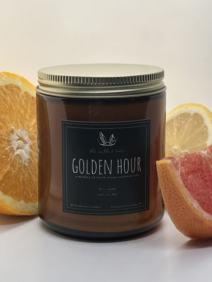 Golden Hour 8 oz. Soy Wax Essential Oil Amber Jar