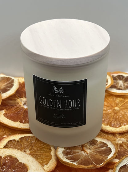 Golden Hour | 8 oz. Soy Wax Essential Oil Candle Lux Vessel