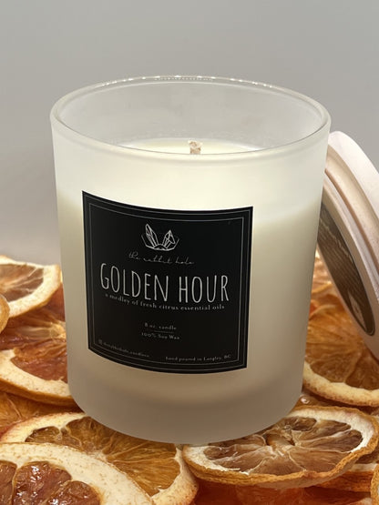 Golden Hour | 8 oz. Soy Wax Essential Oil Candle Lux Vessel