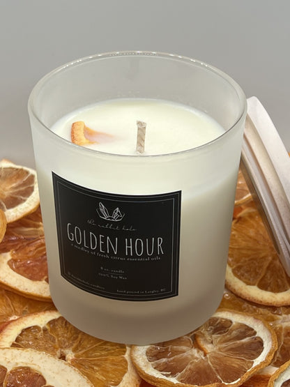 Golden Hour | 8 oz. Soy Wax Essential Oil Candle Lux Vessel