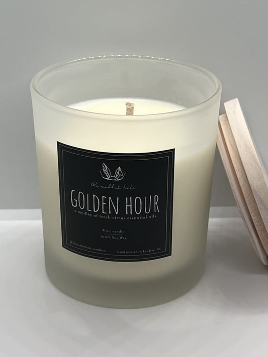 Golden Hour | 8 oz. Soy Wax Essential Oil Candle Lux Vessel