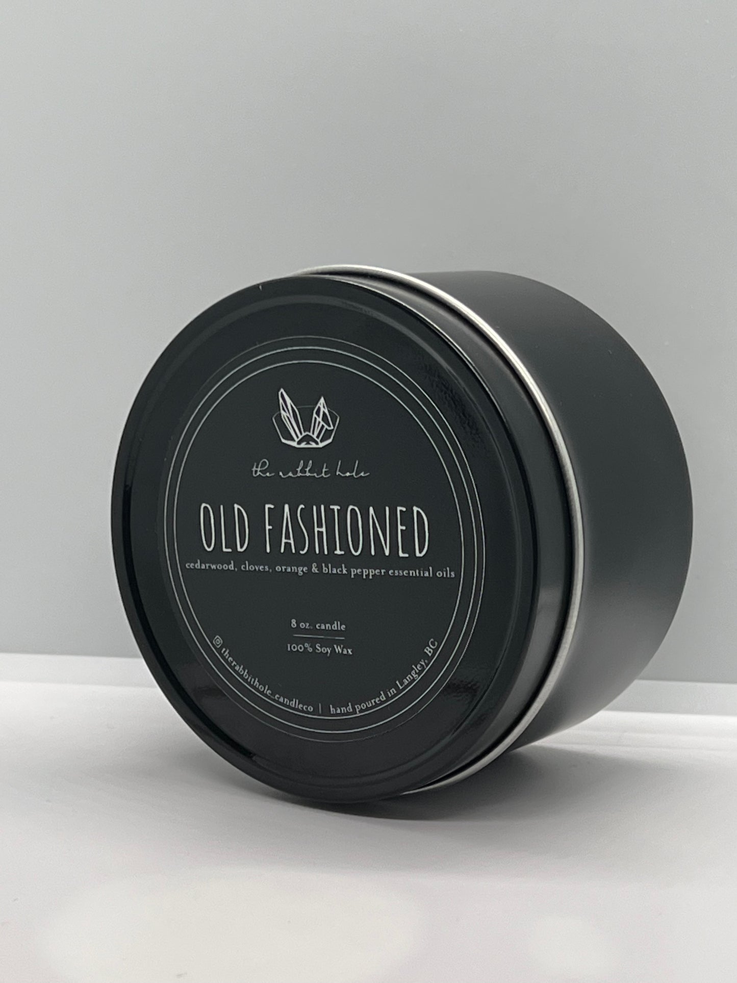 Old Fashioned 8 oz. Soy Wax Essential Oils Black Tin