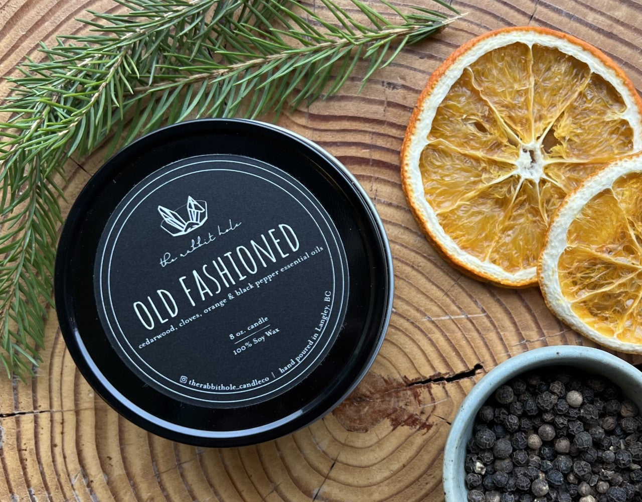 Old Fashioned 8 oz. Soy Wax Essential Oils Black Tin